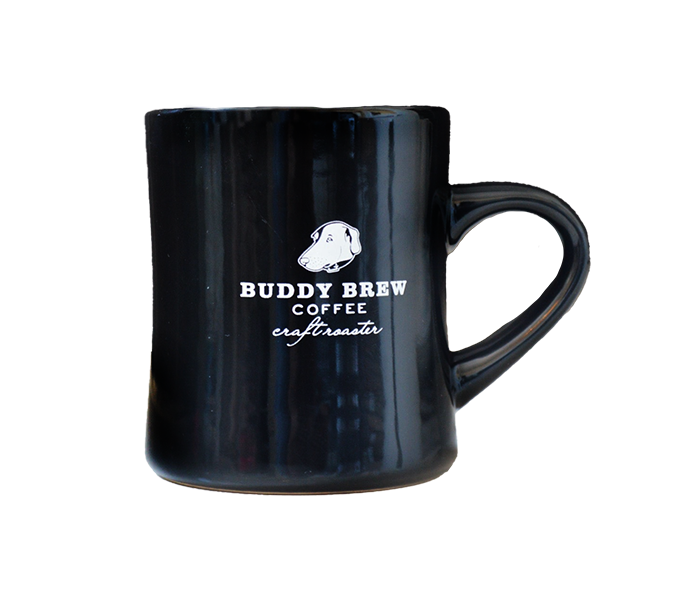 The Buddy Brew diner mug comes in black or white.