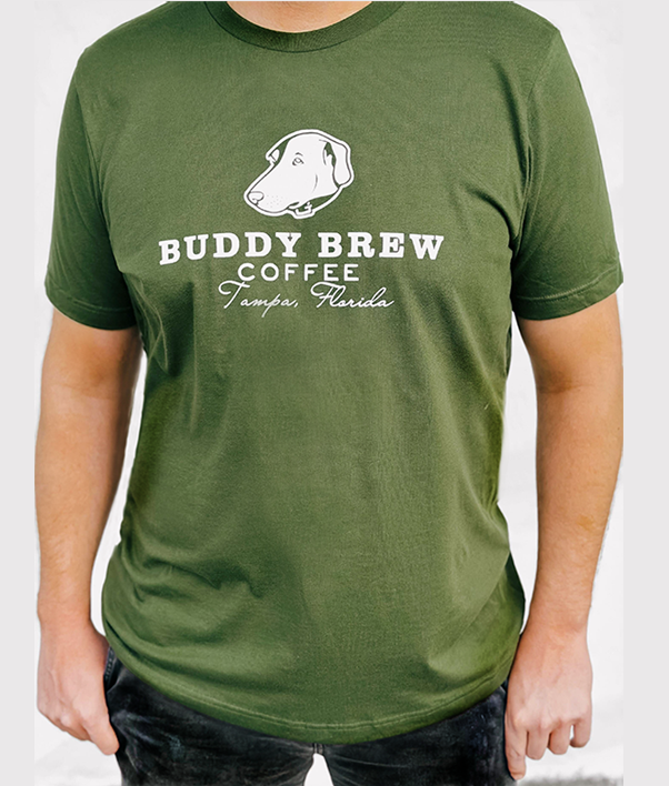Super soft unisex shirt from Bella and Canvas in olive green.
